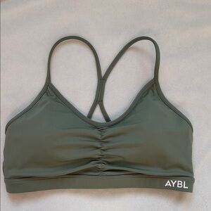AYBL Olive Strappy Ruched Sports Bra